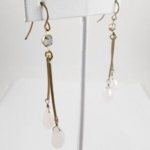 Vintage gold earrings dangle pale pink faceted stones post back